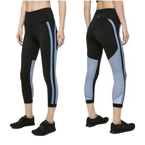 Lululemon Zip The Line Crop 23” Black / Utility Blue